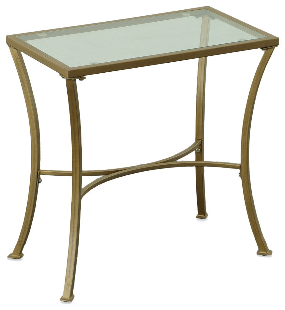 Palin Glass Top Accent Table, Antique Gold
