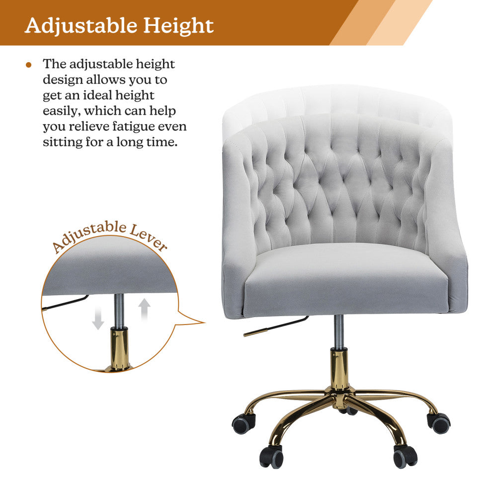 Home Office Swivel Chair with Button-Tufted Back, Gray