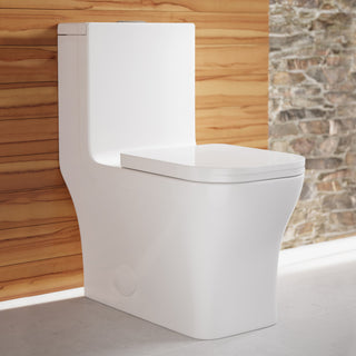 Concorde One-Piece Square Toilet Dual Flush 0.8/1.28 GPF, Glossy White