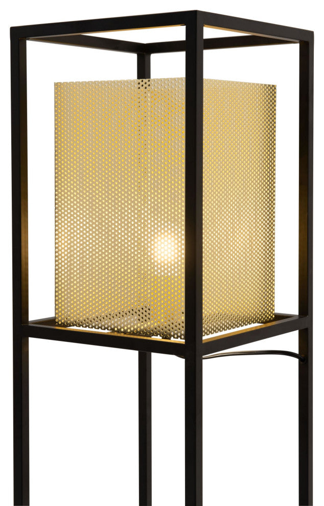 Floor Lamp Light, Steel Metal, Gold, Black, Kitchen Lounge Cafe Bistro Lobby