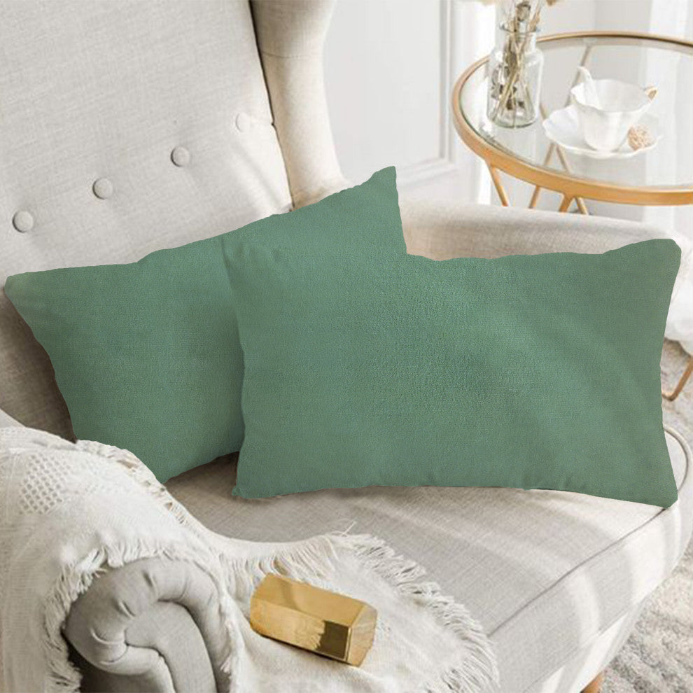 A1HC Soft Velvet Pillow Covers, YKK Zipper, Set of 2, Como Green, 12"x20"