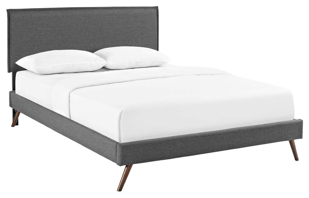 Modway Amaris Queen Platform Bed With Round Splayed Legs, Gray