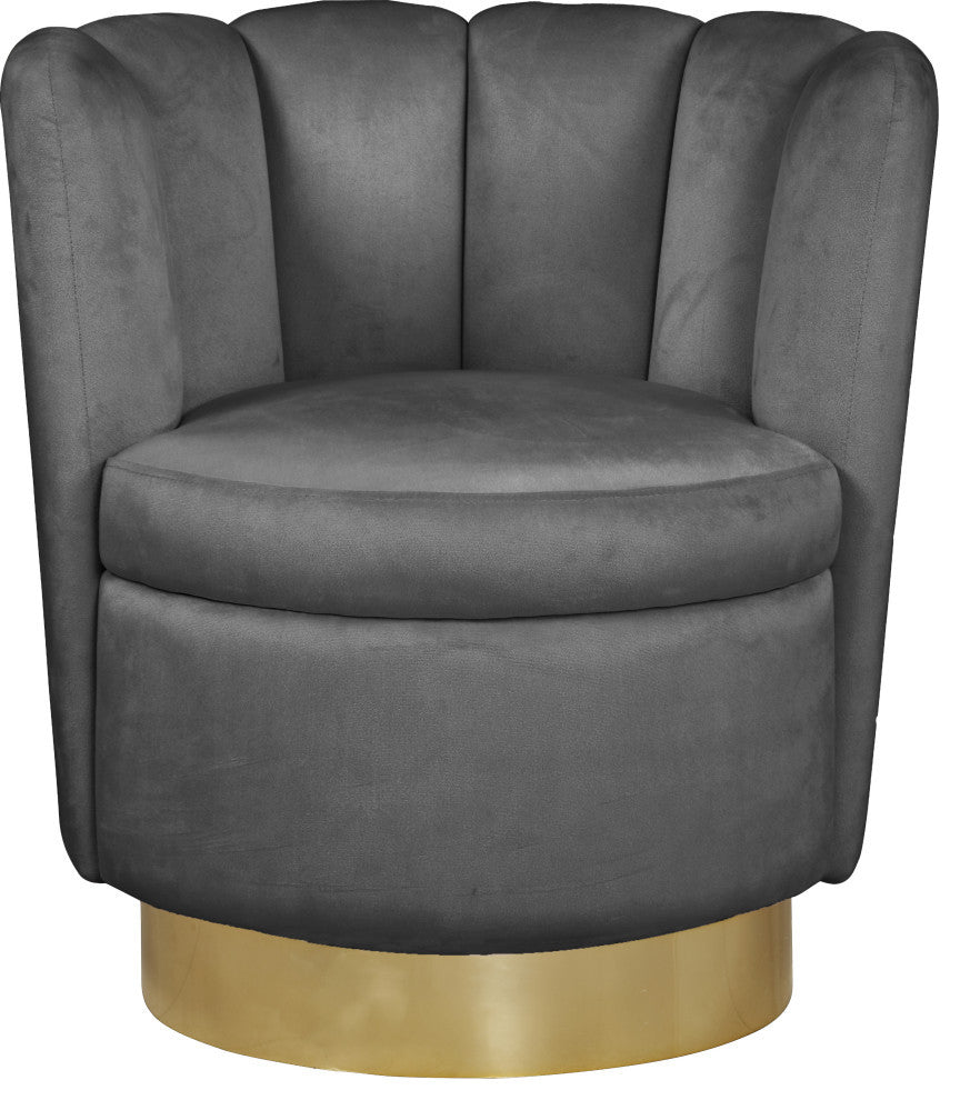 Lily Velvet Upholstered Accent Chair, Gray