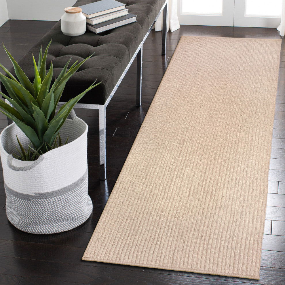 Calais Solid Indoor/Outdoor Rug, Sand, 2'x7'6" Runner