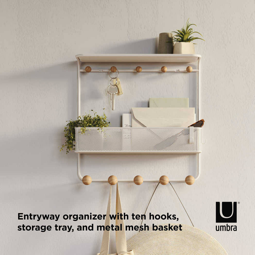 Umbra Estique Shelf With Hooks White