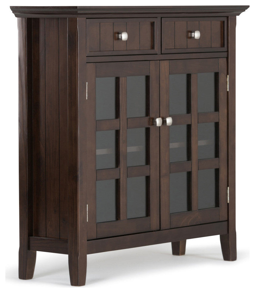 Acadian SOLID WOOD Wide Entryway Storage Cabinet, Brunette Brown