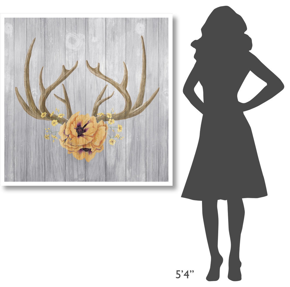 "Antlers and Poppies II Sq Spice" Digital Paper Print by Elyse DeNeige, 42"x42"