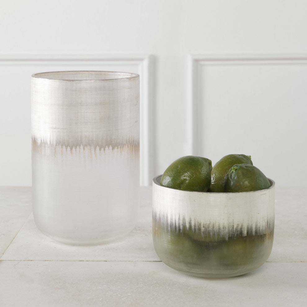 Uttermost Frost Silver Drip Glass Vases, Set of 2