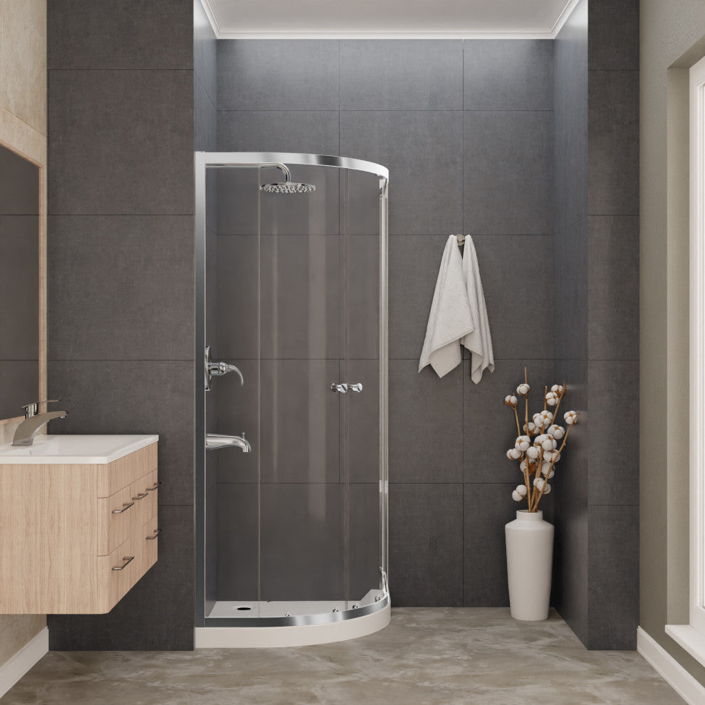 ANZZI Mare 35" x 76" Framed Sliding Shower Enclosure, Polished Chrome