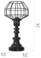 American Art Decor Black Metal Caged Wire Table Lamp, 18"