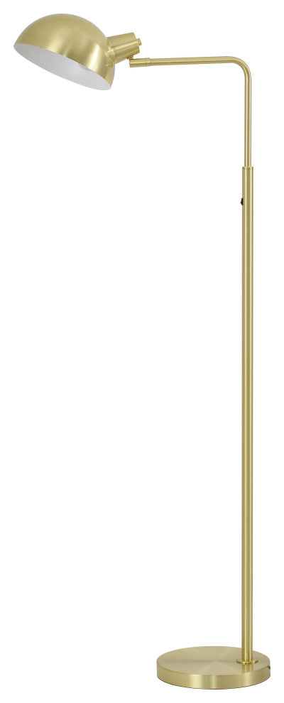 1-Light Satin Brass Metal Floor Lamp With A Metal Shade