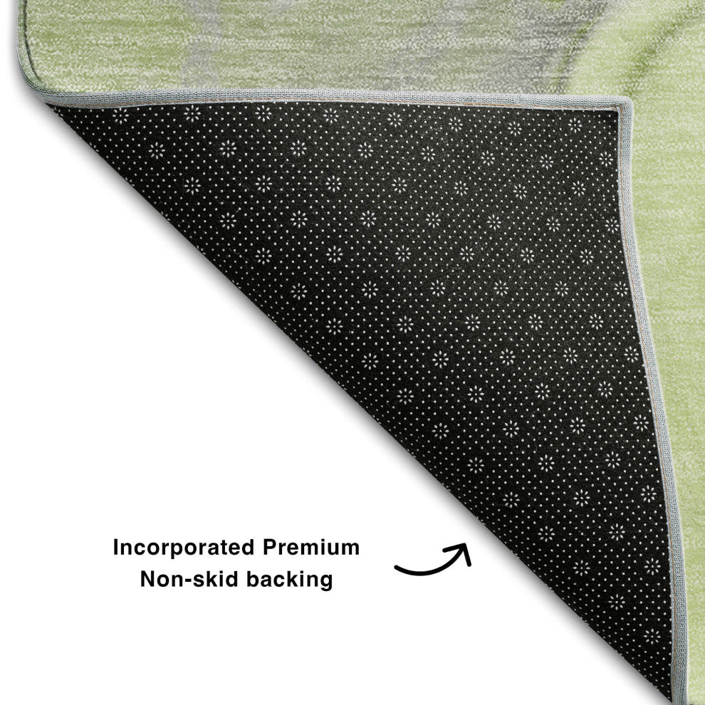 Premium Machine Washable Mayfield AMF506 Green 2'3" x 7'6" Runner Rug