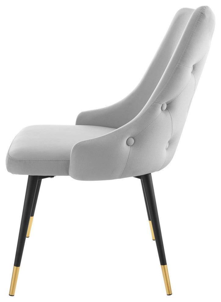 Side Dining Chair, Set of 2, Velvet, Gray, Modern, Cafe Bistro Restaurant