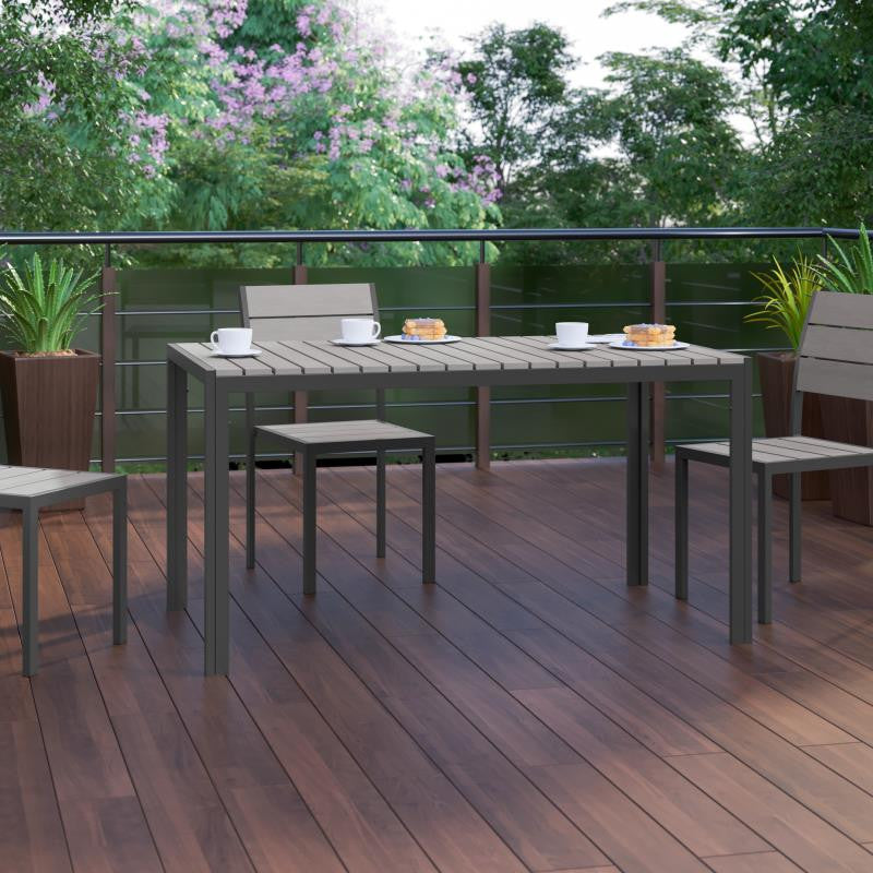 Finch Commercial Grade Outdoor  55" x 31" Dining Table, Gray