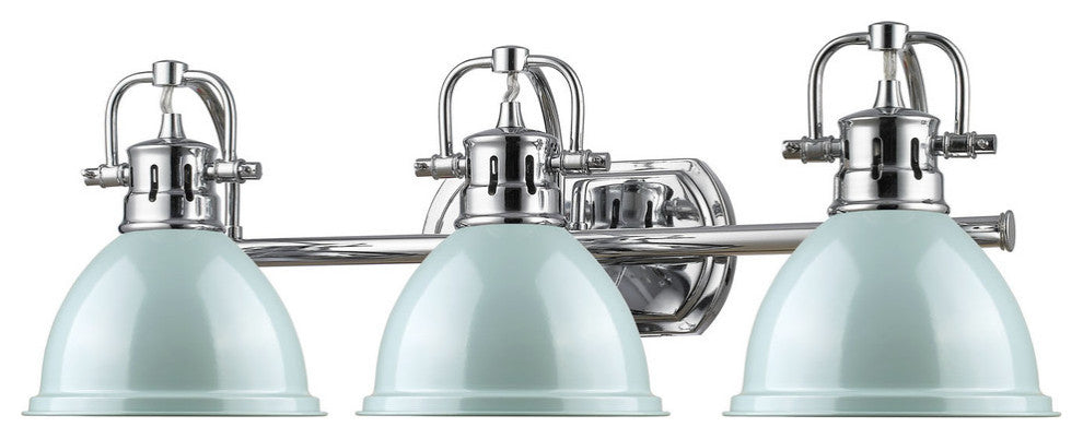 Duncan 3-Light Vanity, Chrome, Seafoam