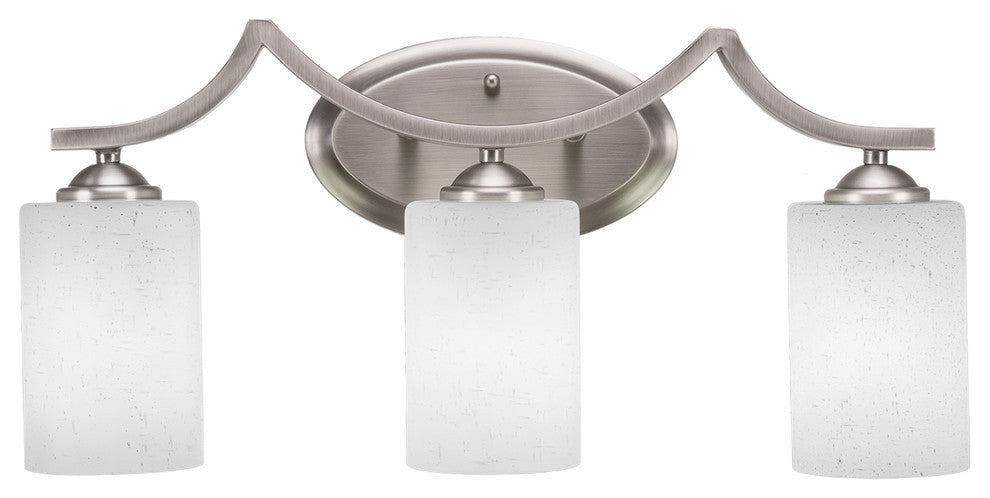 Zilo 3 Light Bath Bar Shown, Dark Granite Finish With 3.5" White Muslin Glass