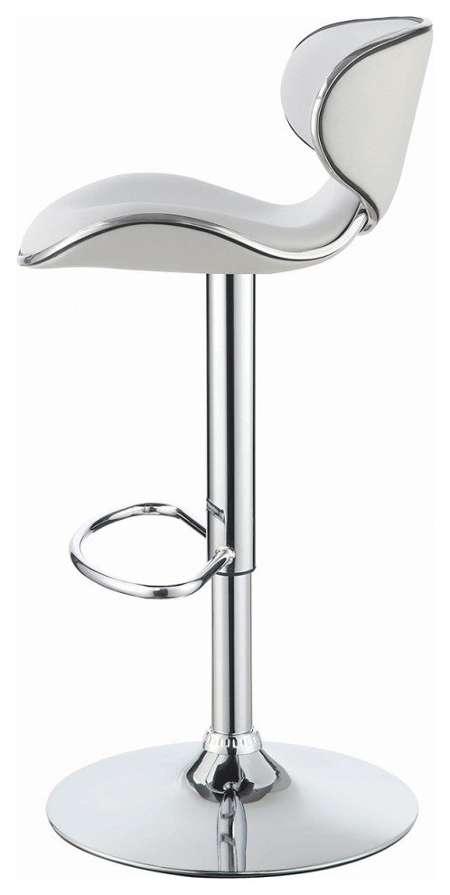 Set of 2 Adjustable Height Bar Stools, White and Chrome