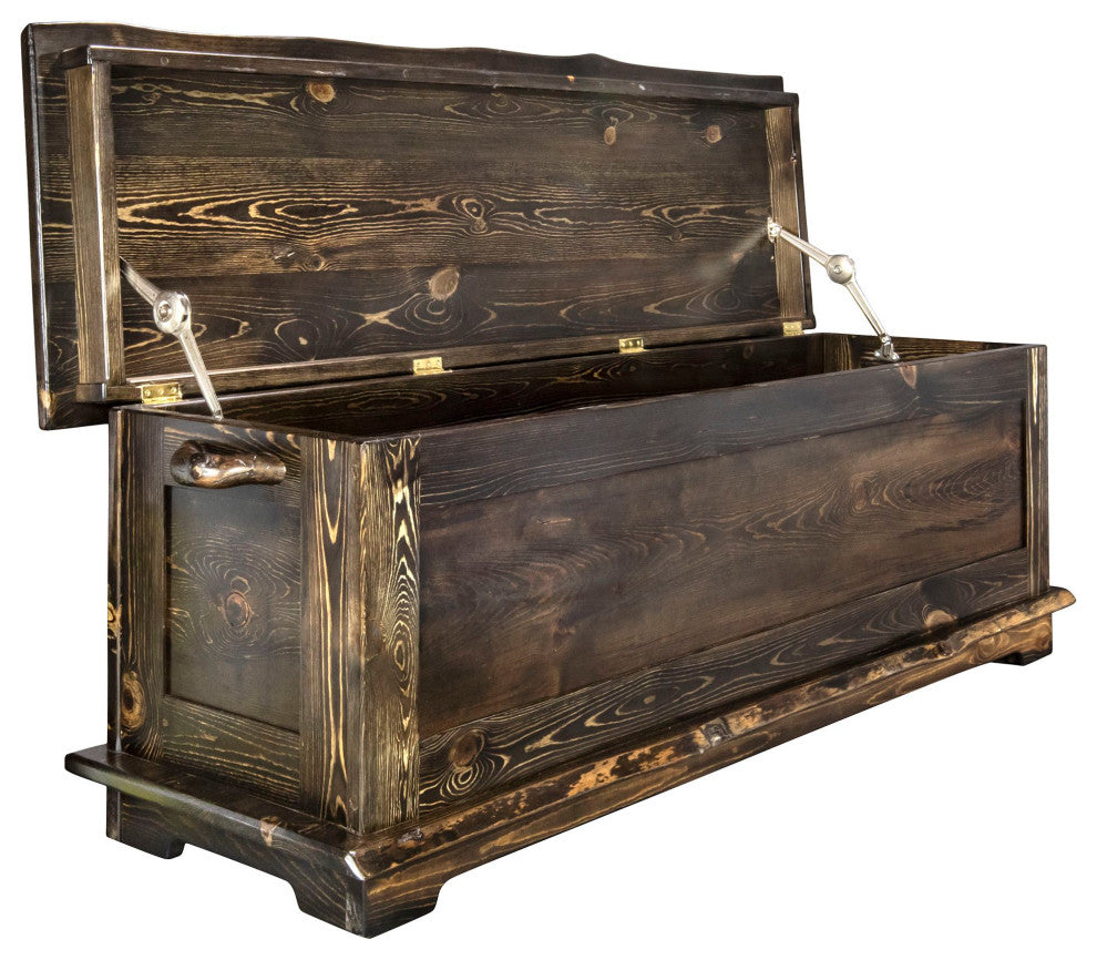 Big Sky Collection Live Edge, 4' Blanket Chest, Jacobean Stain