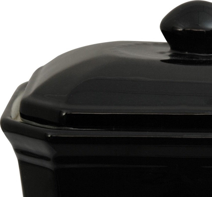 8" Solid Black Porcelain Covered Jar