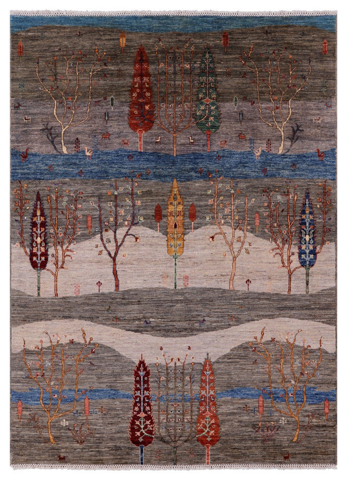 5' 8" X 7' 11" Persian Gabbeh Tribal Hand-Knotted Rug Q7304