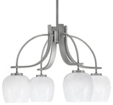Cavella 4 Light, Downlight Chandelier, Graphite Finish, 6" White Marble Glass