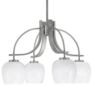 Cavella 4 Light, Downlight Chandelier, Graphite Finish, 6" White Marble Glass