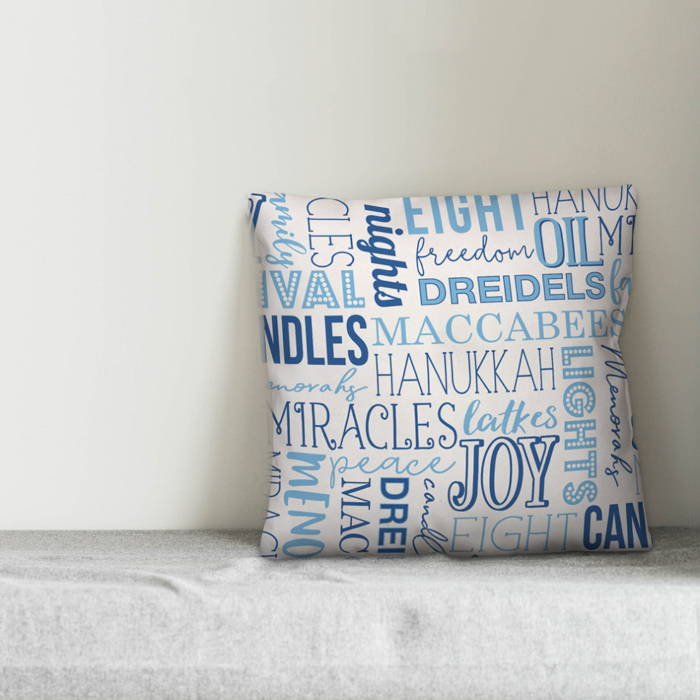 Hanukkah Word Pattern 18"x18" Throw Pillow