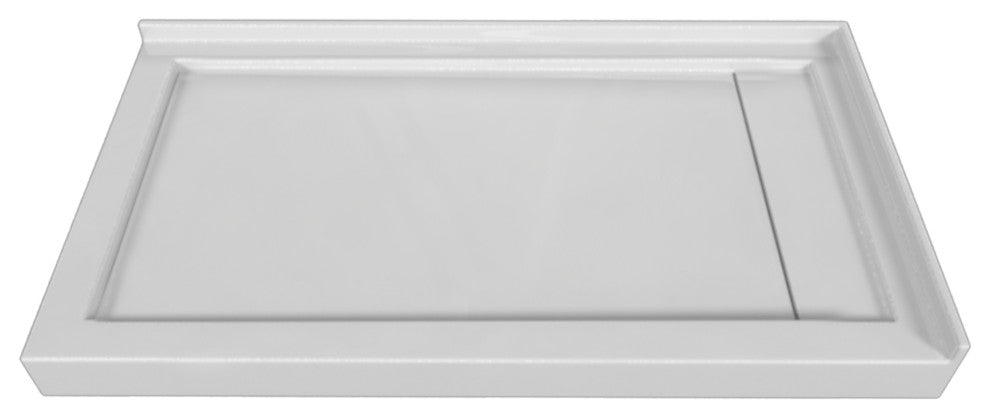 Valley Acrylic Double Threshold Acrylic Linear Drain Shower Base 54", White, 54"