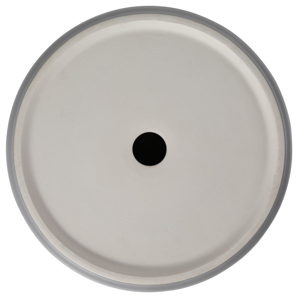 15.7 in Round Bathroom Ceramic Vessel Sink, Matt Light Gray
