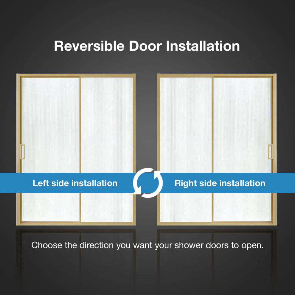 Stanford Sliding Fluted Alcove Shower Door, Brushed Gold, 60"