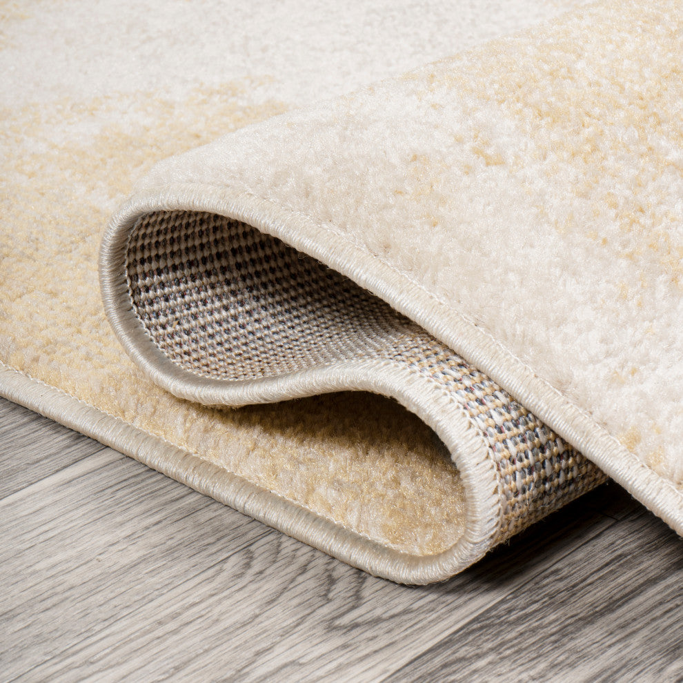 Petalo Abstract Two-Tone Modern Gold/Cream 4 ft. x 6 ft. Area Rug