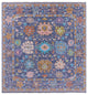 8' Square Hand-Knotted Turkish Oushak Wool Rug - Q15668