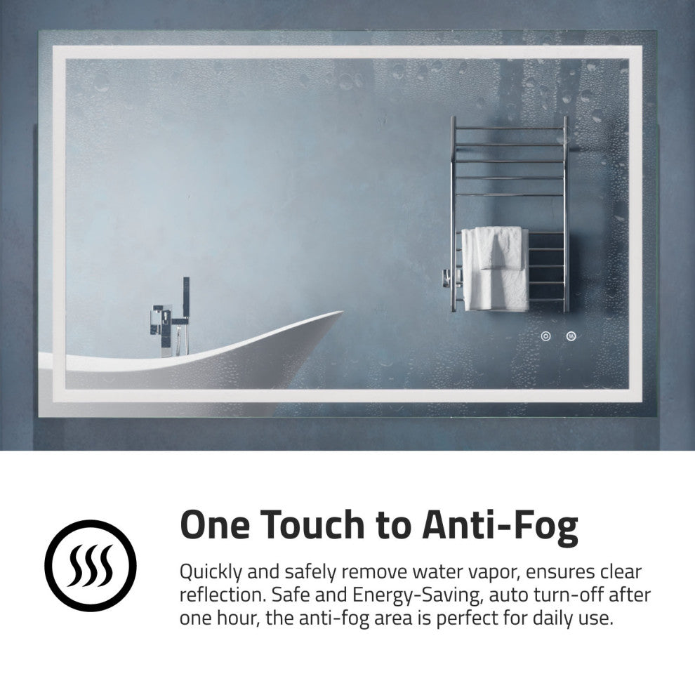 ANZZI 30" x 48" Frameless LED Front/Back Light Bathroom Mirror WithDefogger