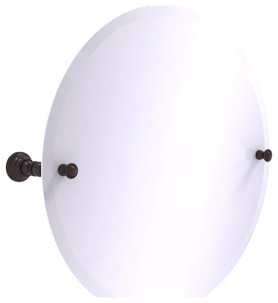 Carolina Frameless Round Tilt Mirror with Beveled Edge, Antique Bronze