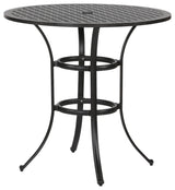 5-Piece Cushioned Counter Set, 42" Round Counter Table, Lava Bronze/Cast Slate