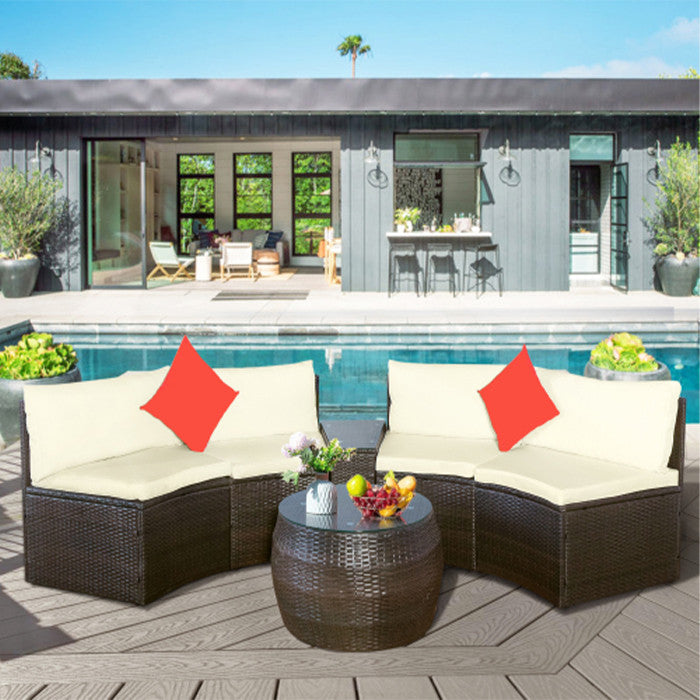 4 Piece Patio Furniture Sets Outdoor Wicker Sofa Set
