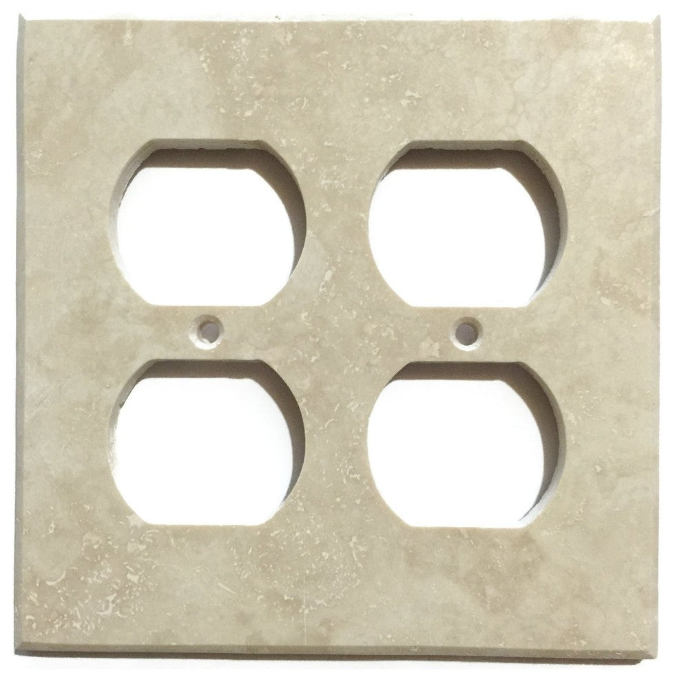 Ivory Travertine Double Duplex Switch Wall Plate / Switch Plate / Cover - Honed