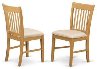 5Pc Dining Set Features A Small Table, 4 Chair, Linen Fabic Seat, Oak Finish