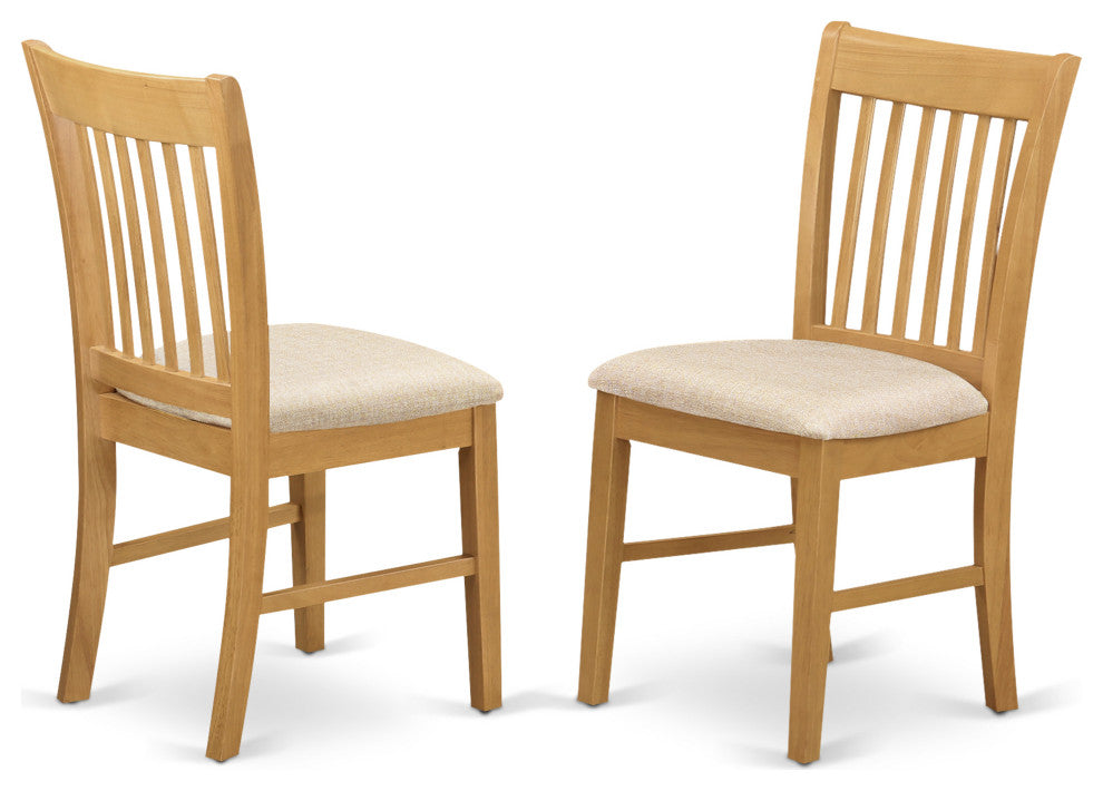 5Pc Dining Set Features A Small Table, 4 Chair, Linen Fabic Seat, Oak Finish