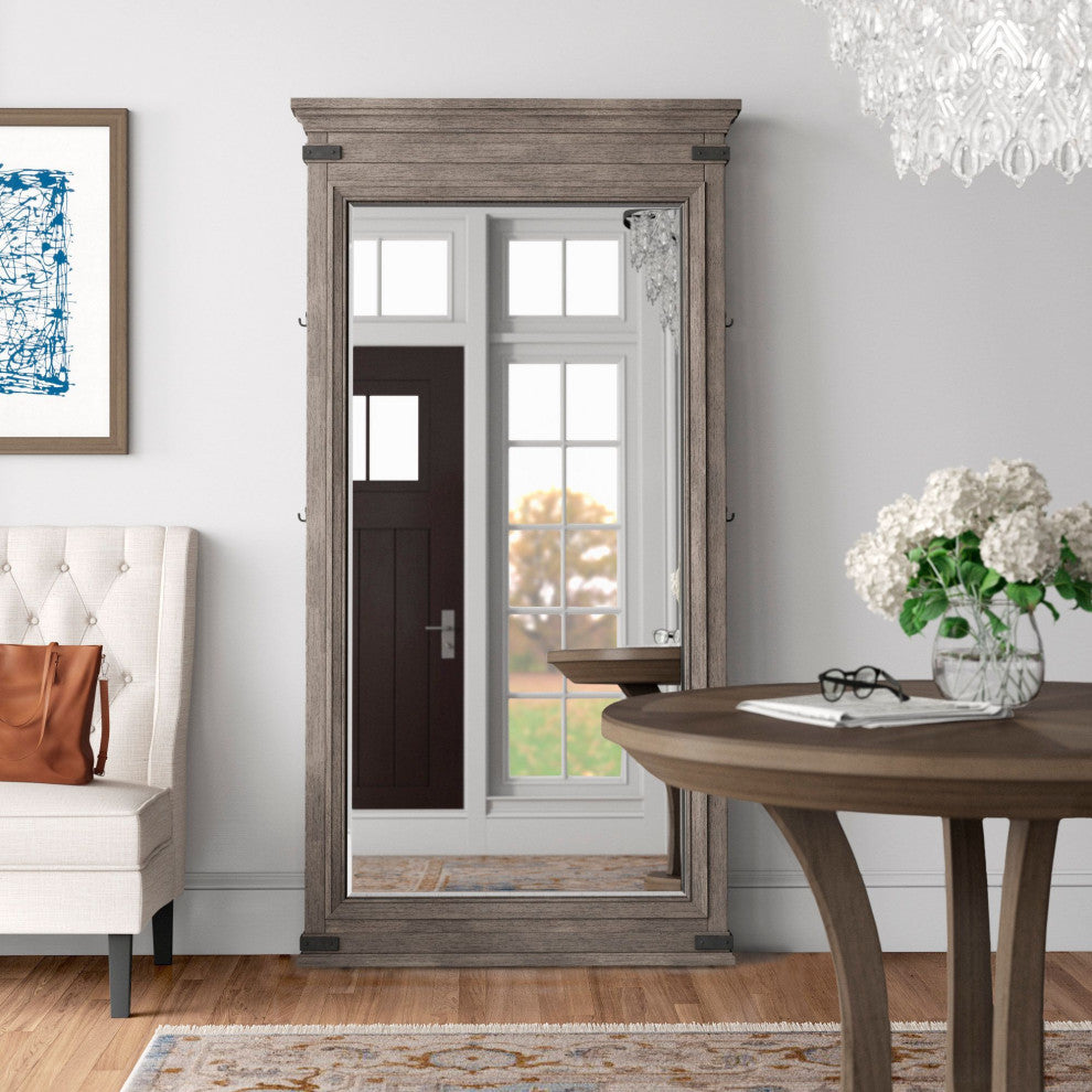 Forge 37" Wide Floor Mirror, Brushed Steel