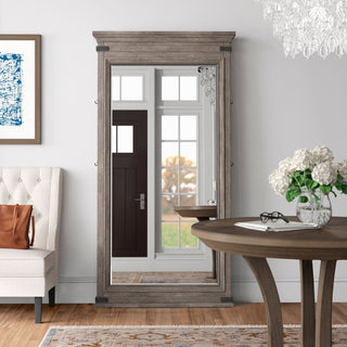 Forge 37" Wide Floor Mirror, Brushed Steel