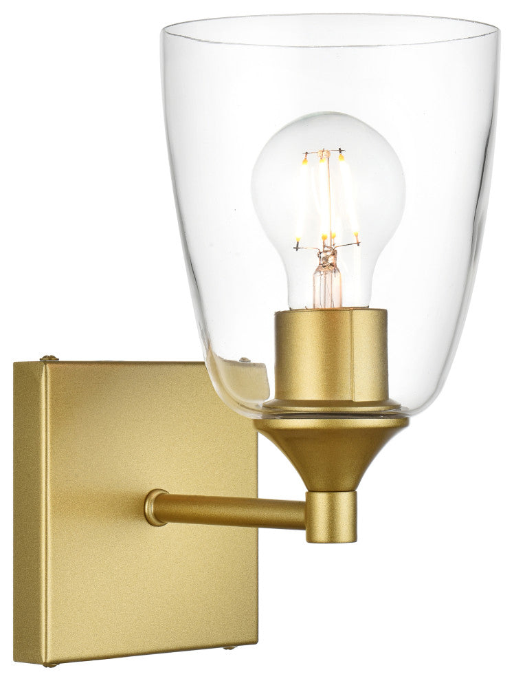 1 Light Brass And Clear Bath Sconce