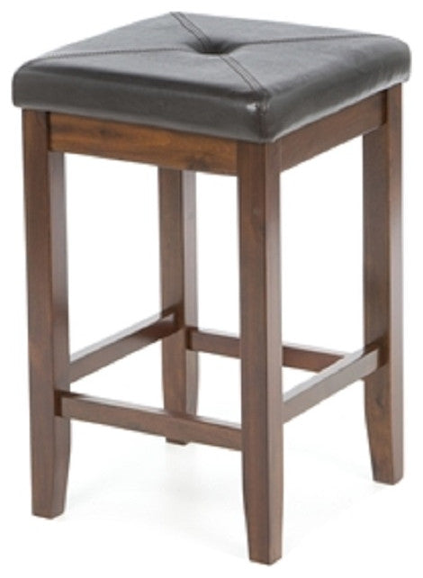 Attractive Backless Barstools with Faux Leather Seat, Mahogany