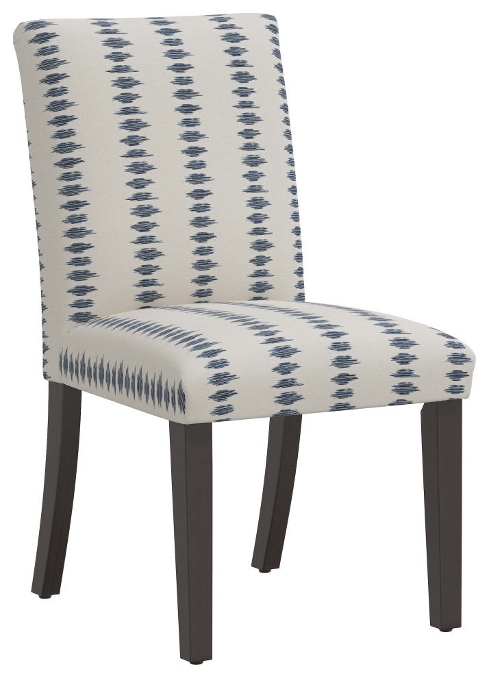 Square Dining Chair With Tapered Legs, Ikat Scribble Slate Oga