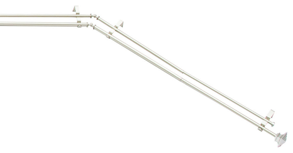KenneyÂ® Mission 3/4" Decorative Bay Window Double Curtain Rod, Brushed Nickel