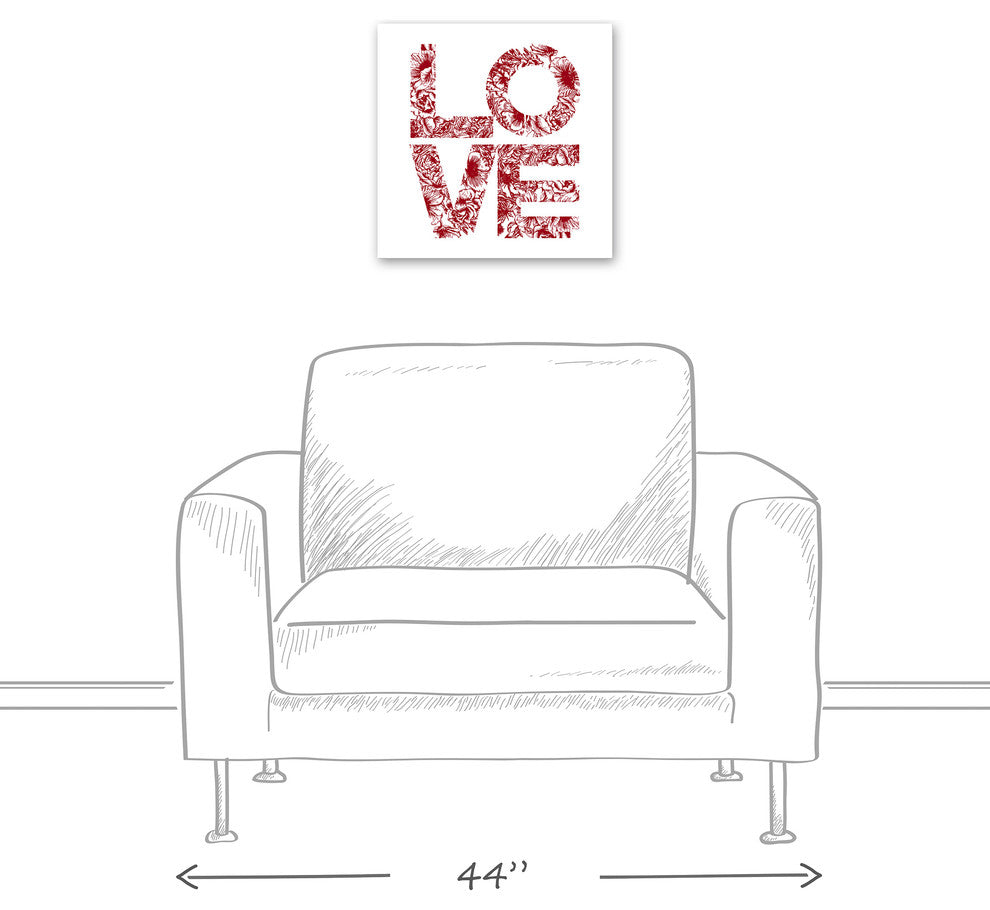 Love Floral 16x16 Canvas Wall Art