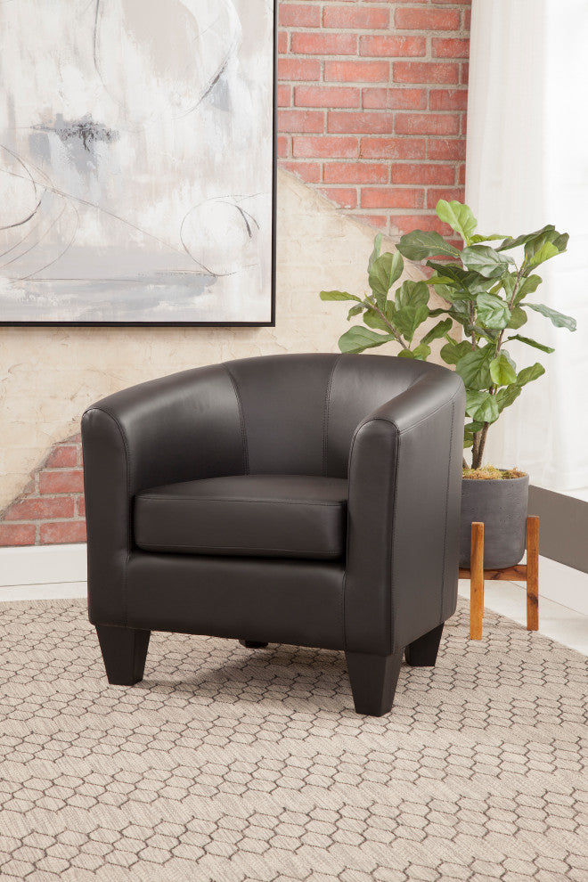 Grafton Home Enzo Upholstered Barrel Chair, Matte Black Faux Leather