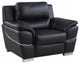 48" Black and Silver Leather Match Arm Chair
