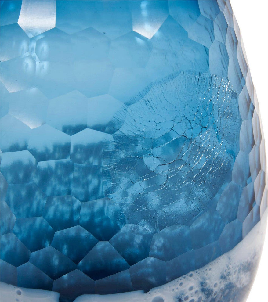 Traditional Blue-Sky Bulbous Glass Vase