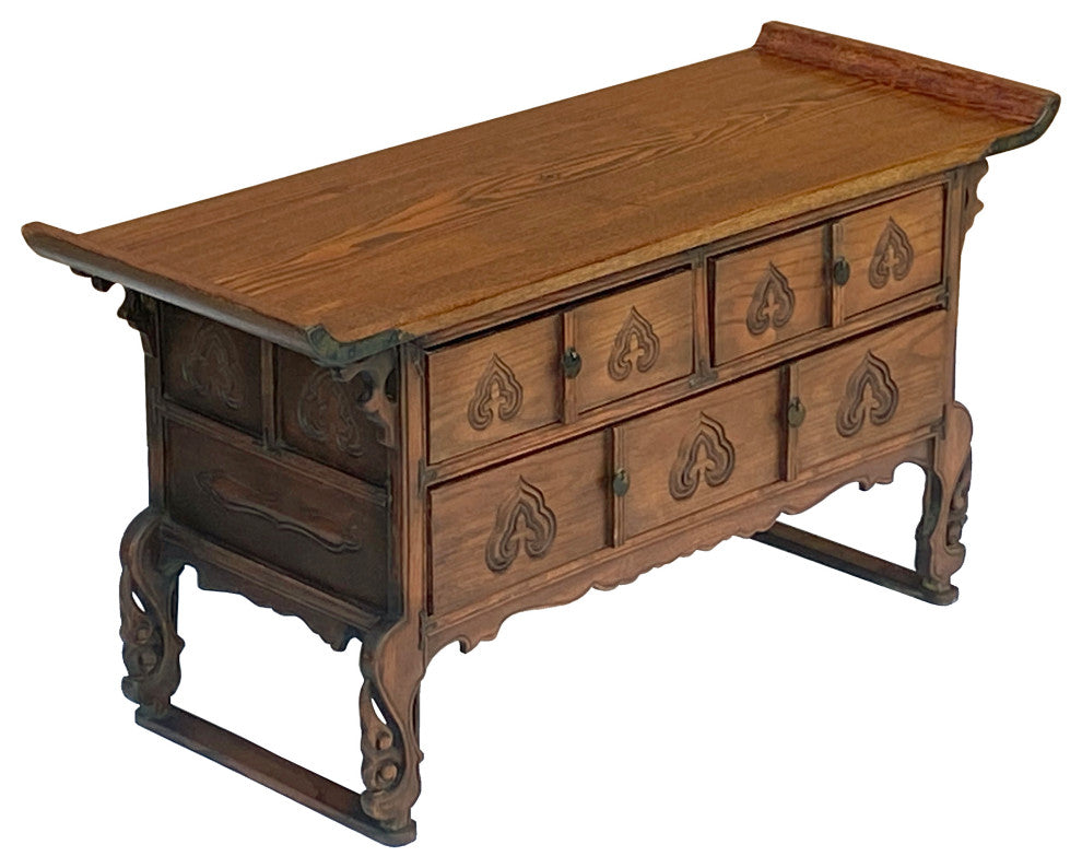 Oriental Asian Point Edge Chest of 3 Drawers Low Table Cabinet Hcs7294